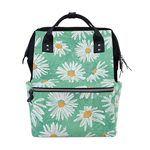 Wowprint Wickeltasche mit Gänseblümchen-Blumenmuster, große Kapazität, Organizer, Multifunktions-Reiserucksack für Babypflege