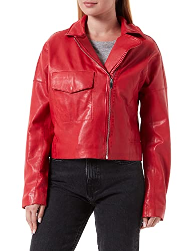 Freaky Nation Damen Lissi-FN Lederjacke, Poppy red, S