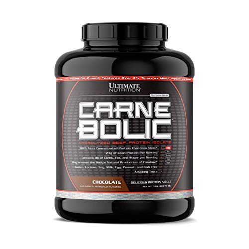 Ultimate Nutrition Carne BolicBeef Protein Powder, Lactose Free Protein Shakes, Paleoand Keto Friendlywith No Sugar or Carb, Low Calorie Isolate Powder, Hydrolized Protein, 60 Servings, Chocolate