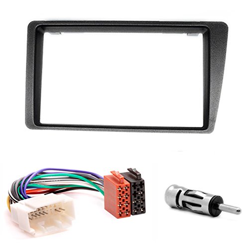 CARAV 11-390-12-6 Radioblende Car 2-DIN in Dash Installation kit Set for Civic 2001-2006 (Left Wheel/Black) + ISO and Antenna Adapter Cable