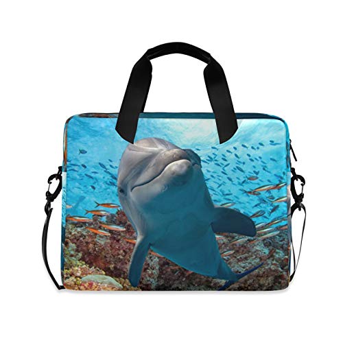 JNlover Unterwasserwelt Tier-Delfin-Laptoptasche 40,6 cm (16 Zoll), tragbare Hülle, Aktentasche, Laptoptasche, Notebook, Computer, Tragetasche für Damen und Herren