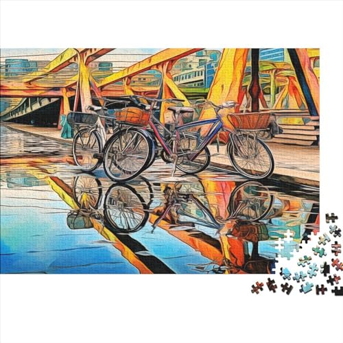 Puzzles Für Erwachsene 500 Teile Colorful Bicycles on The Bridge Puzzles Als Geschenke Für Erwachsene 500pcs (52x38cm)