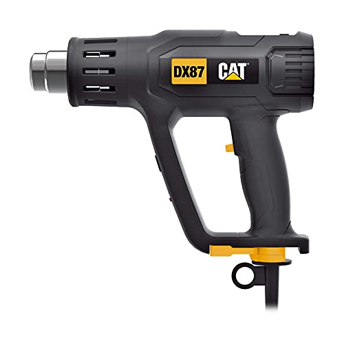 CAT DX87 2000W Heißluftpistole, Temperaturbereich 50-600 °C, 2 Durchflussrate 300/500 L/min, LCD-Display und LED-Licht, inkl. 4-tlg. Düsen- und Schaber