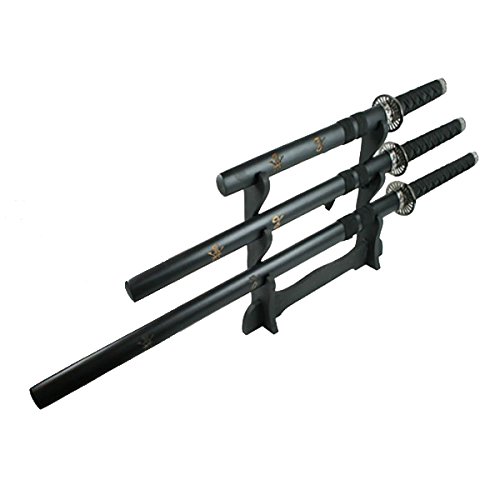 G8DS® 3er Samurai Schwerter Set Black inkl. Schwertständer Katana