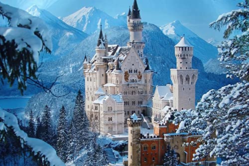 Puzzle 1000 Teile für Erwachsene Mini-Puzzles Schloss Neuschwanstein im Winter Teenager Kinder Familie Herausfordernde Spiele Unterhaltung Spielzeug Geschenke 75 * 50 cm