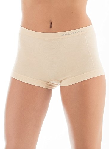 BRUBECK 3er Pack Damen Boxershorts | Atmungsaktiv | Sport | Unterhose | Funktionsunterwäsche | Panty | 41% Merino-Wolle | BX10440, Größe:L, Farbe:Beige