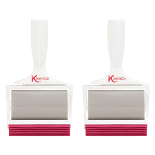 Kleeneze COMBO-8104 Handheld-Gel-Fusselrolle - Set aus 2 Klebrigen Gel-Rollen, Haarentferner mit integriertem rakel für tiefes Reinigen, sammelt Tierhaare und Fusseln, waschbar und wiederverwendbar