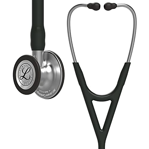 3M Littmann Cardiology IV Stethoskop für die Diagnose, Bruststück in Standardausführung, schwarzer Schlauch, Schlauchanschluss und Ohrbügel aus Edelstahl, 69 cm, 6152