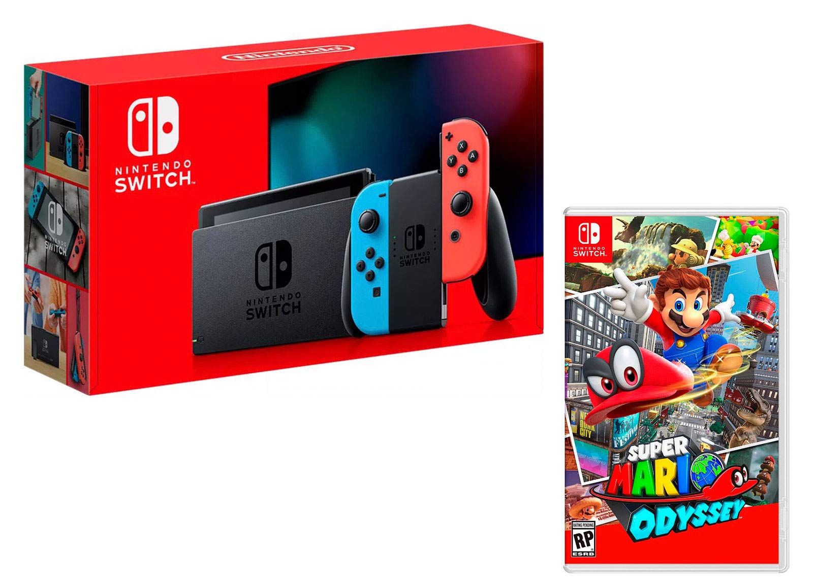 Nintendo Switch Konsole 32Gb Neon-Rot/Neon-Blau + Super Mario Odyssey
