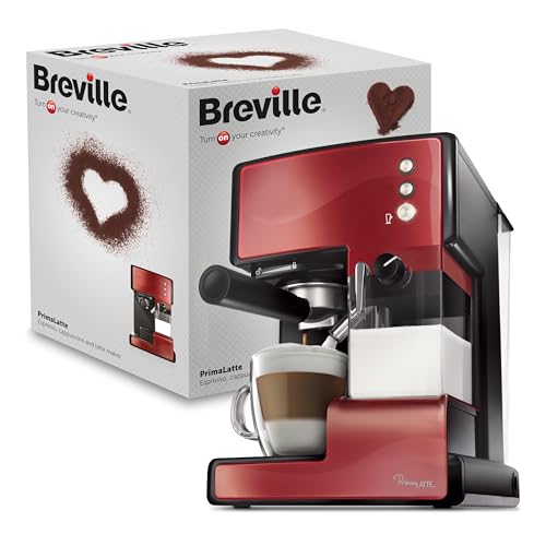 Breville VCF046X PrimaLATTE 3 in 1 Kaffeemaschine, 1.5 liters, Rot/Metallic