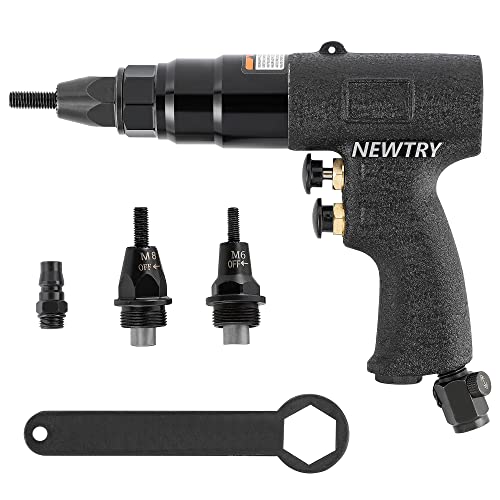 NEWTRY Blindniet-Pistole Pneumatisches Nietwerkzeug Nietzange Riveter 1/4 (6108 Pistole mit M6.M8, M10 Kopf)