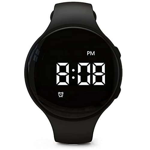 e-vibra Vibrierende Alarmuhr, leise, medizinische Erinnerung, Uhr – mit Timer und 15 täglichen Alarmen (schwarz rund)