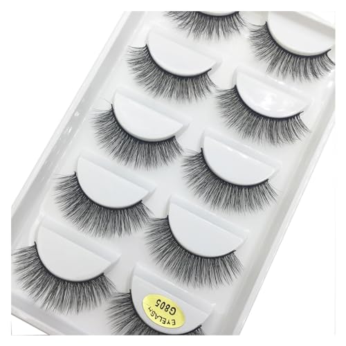 UAMOU 10/50 Boxen 5 Paar 3D Nerz Falsche Wimpern Weiche Wimpern Make-up Wimpern Faux Cils Cilios Maquiagem Cheerfully (Color : 5Pairs G805, Size : 10 Boxes 50 Pairs)