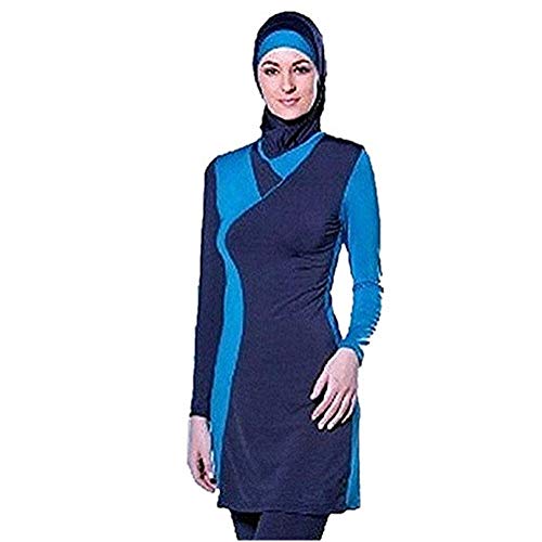 Muslimischen Damen Badeanzug Muslim Islamischen Full Cover Bescheidene Badebekleidung Modest Muslim Swimwear Beachwear Burkini（Detachable Hijab-3，XL）