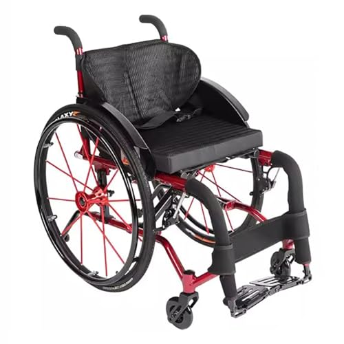 KK-GGL Leichtes Manuelles Rollstuhl, Tragbare Sport -Rollstühle Für Erwachsene, Klappveranstalter Travel -Rollstuhl, Kompakte Faltbare, Selbstgetriebte Rollstuhl, Komfort -Reisestuhl,Red 40cm