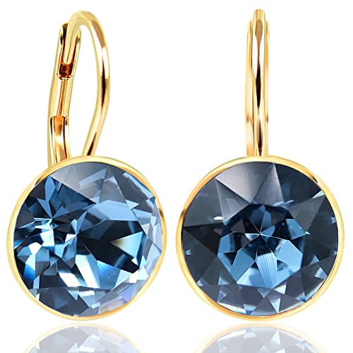 Ohrringe mit Kristalle von Swarovski® Blau Gold NOBEL SCHMUCK