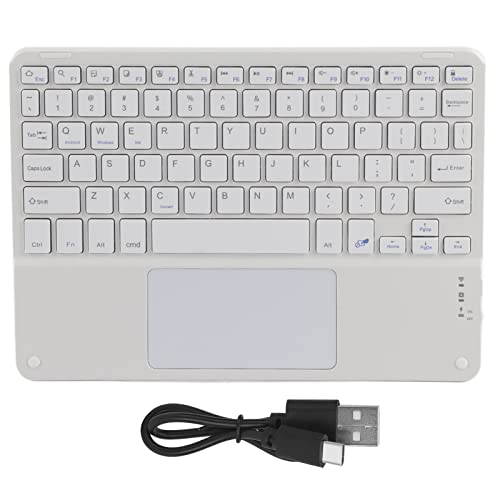Ultraflache Bluetooth-Tastatur,Wiederaufladbare Bluetooth-Multifunktionstastatur mit Empfindlichem Touchpad,Wasser- und Staubdicht, Kompatibel mit Smartphones,Tablets,Laptops(Weiß)