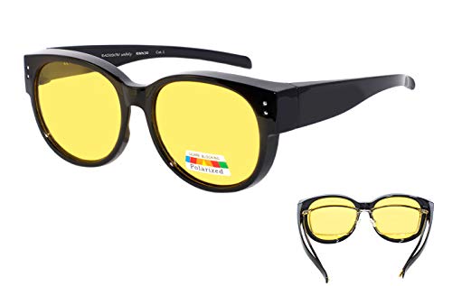 rainbow safety Sonnen-Überbrille Überzien Sonnenbrille Herren Damen Schutzbrille für Brillenträger Auto Nachtsichtbrille Polarisiert (RWN30 Nachtfahrbrille)