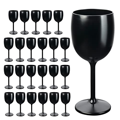 Schramm® Mehrweg Weingläser in schwarz wählbar 6, 12, 24 oder 48 Stück Champagner Glas Sektflöten Sektkelch Stielglas Champagner Gläser Fassungsvermögen, Größe:24 Stück