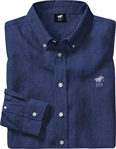 Polo Sylt Herren Leinenhemd Langarm, leichtes Sommerhemd aus 100% Leinen, lässig-Elegante Herrenmode mit Thermoregulation für warme Tage, dunkelblau, Gr. XXXL