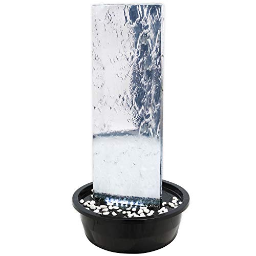 Köhko® Wasserwand aus Edelstahl mit LED-Strahler Höhe ca. 119 cm Wasserspiel 23016L Terrassenbrunnen