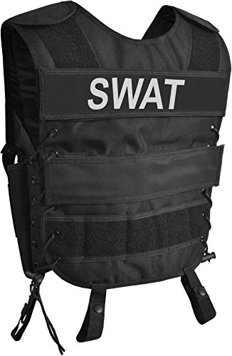 normani Taktische SWAT Weste mit Pistolenholster und abnehmbarem Schriftzug auf dem Rücken Farbe SWAT Größe M/L