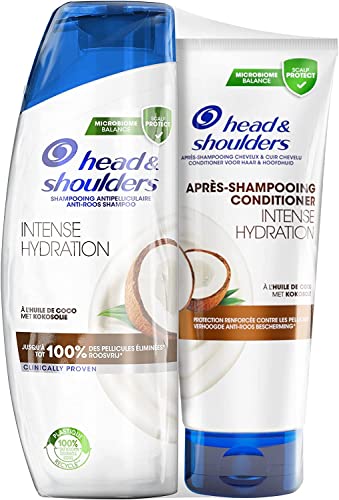 Head & Shoulders 2 x 285 ml Shampoo und 1 x 220 ml intensive Pflegespülung, mit Kokosöl, bis zu 100% der Schuppen, klinisch nachgewiesen