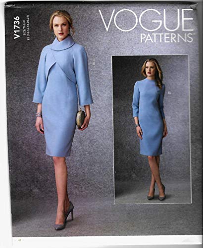 Vogue Misses Dress Patterns V1736E5 Damenkleid, weiß, E5 (14-16-18-20-22)