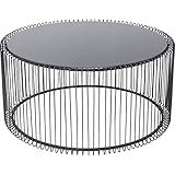 Kare Design Couchtisch Wire Uno Schwarz, runder, moderner Glastisch, großer Beistelltisch, Kaffeetisch mit Glasplatte, ‎80x80x40,5cm