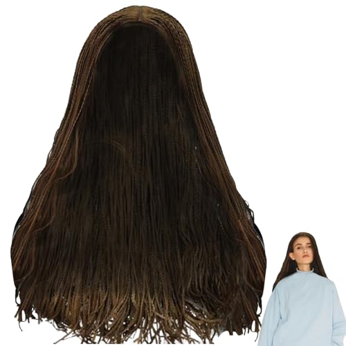 Lange geflochtene Perücke für schwarze Frauen, geflochtene Perücke, geflochtene Haarverlängerung mit einem atmungsaktiven Mesh-Kopfhaut-Hochtemperaturdraht, natürliche Perücken für Frauen