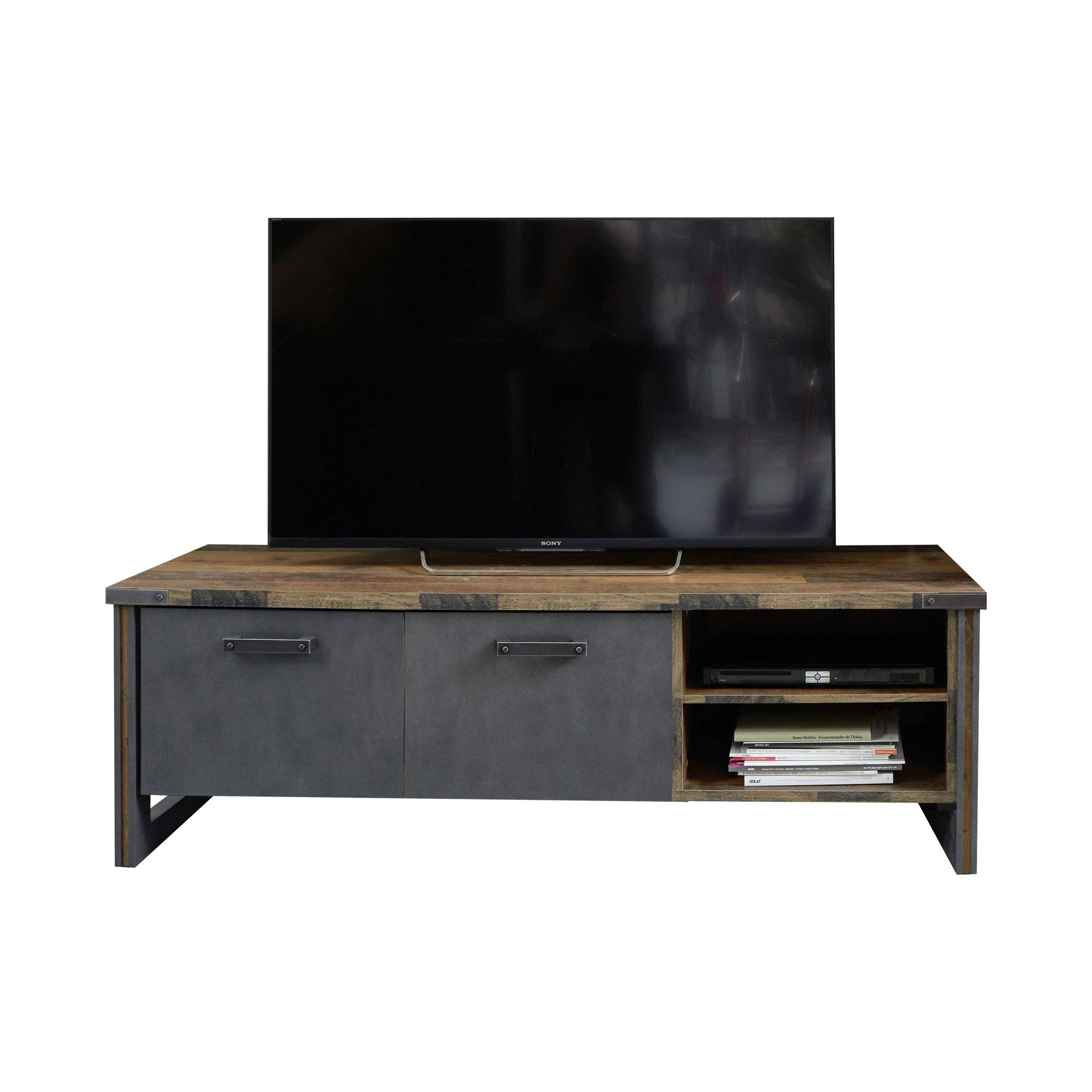 trendteam smart living - Lowboard Fernsehschrank Fernsehtisch - Wohnzimmer - Prime - Aufbaumaß (BxHxT) 178 x 52 x 42 cm - Farbe Old Wood mit Matera - 186832223