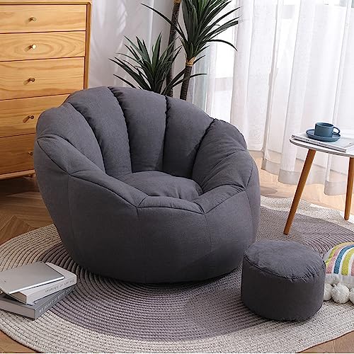 DESHVA Mehrfarbiges Lazy Sofa, (ohne Füllungen) Baumwoll-Sitzsack Stuhlabdeckung Sonnenblumen-förmige Entspannungsmöbel für Dekorieren Sie Ihr Haus,Dark Gray,Large