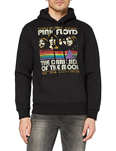 Pink Floyd Herren Pullover Hoodie: Retro Stripes T-Shirt, Schwarz (Black Black), Large