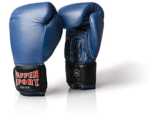 PAFFEN SPORT KIBO Fight Echtleder-Box- und Kampfsporthandschuhe für das Sparring; blau; 10UZ