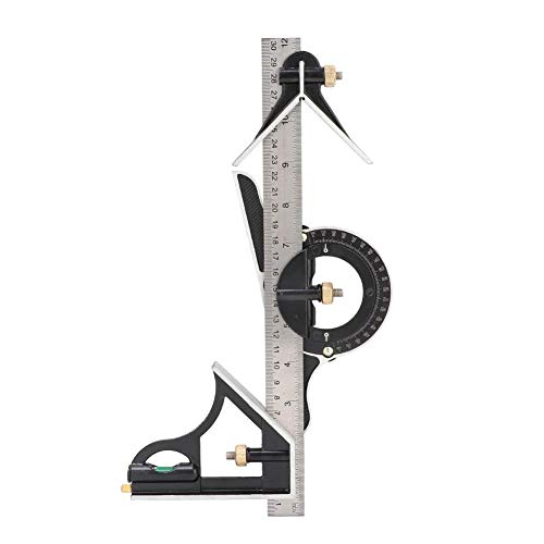Winkelmesser, Edelstahl-Winkellineal 0-180 ° Kombination Tri Square 0.01 Winkelmesser-Messwerkzeug