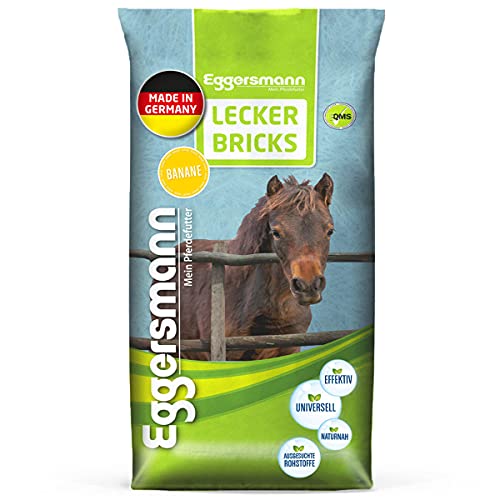 Eggersmann Lecker Bricks Banane - Pferdeleckerlis Banane - Leckerlies für Pferde und Ponies - 25 kg Sack