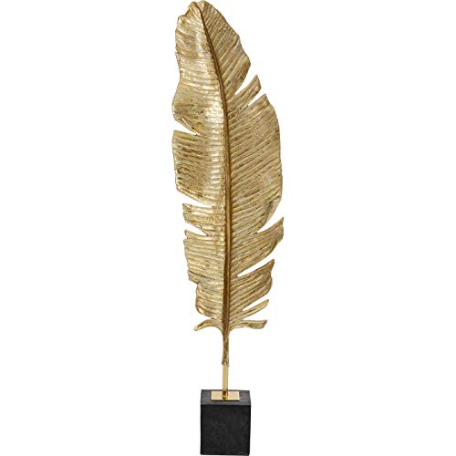 Kare Deko Feather One 147cm, Stahl lackiert, Objekt, Sockel: Polyresin, Gold