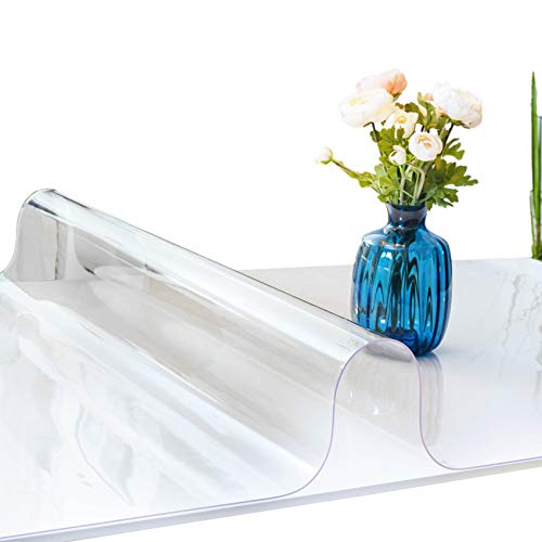 ANRO Tischfolie durchsichtig abwaschbar 2mm Transparent Tischdecke Weich PVC Folie RUND Durchmesser 110cm Viele Größen (1000)