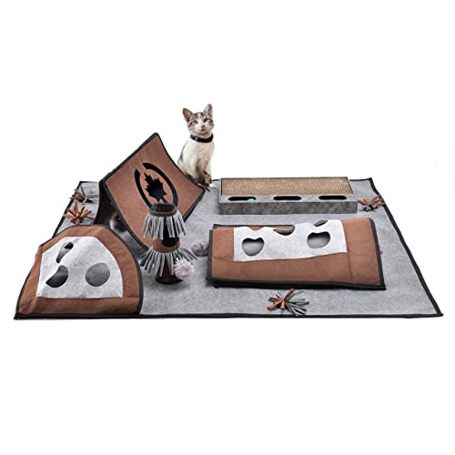CanadianCat Company ® | Der ultimative Spielteppich 110 x 90 cm für Ihre Katze - die Pföteldecke & Fummeldecke für Katzen