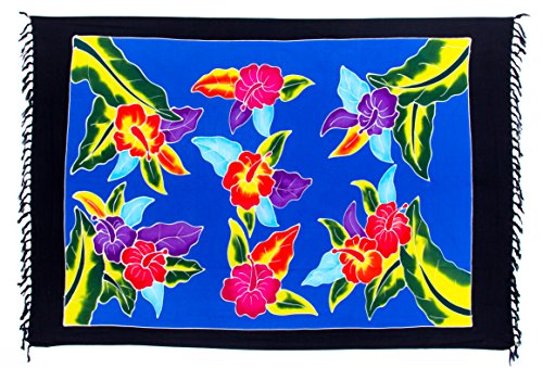 Ciffre Sarong Pareo Blume Bunt Hibiskus Wickelrock Lunghi Tuch Wandbehang + Schnalle