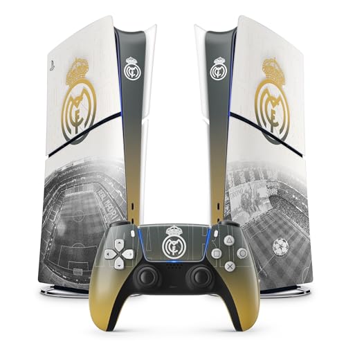 Aufkleber PS5 Real, selbstklebend, Playstation 5 Fußball, Konsole und Controller, Slim Digital, Skin Madrid PS5 (1 Controller)