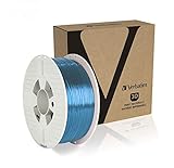 Verbatim PET-G-Filament 3D-Druck, 1,75mm, 1kg, Polyethylenterephthalat-Glykol-Filament zur Materialextrusion, 3D-Drucker & 3D-Stift, 3D-Drucker-Filament aus PET-G, blau-transparent