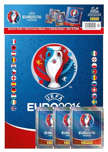 Panini 909950 - Sammelsticker UEFA Euro 2016 Starterset Hardcover Album und 3 Booster, bunt