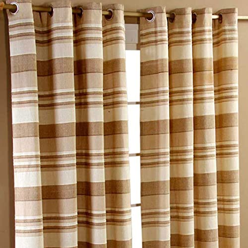 Homescapes handgewobener Vorhang Morocco im 2er Set Ösenvorhang 167 x 182 cm (Breite x Länge) Dekoschal in Streifen-Optik aus 100% Reiner Baumwolle in beige