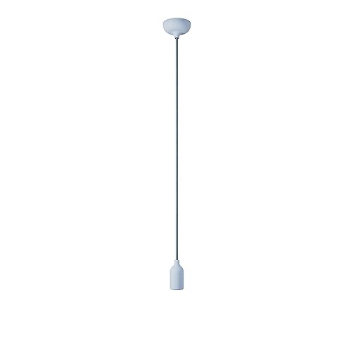 creative cables - Farbige Pendelleuchte aus Silikon mit Textilkabel - Ohne Glühbirne, Zartes blau