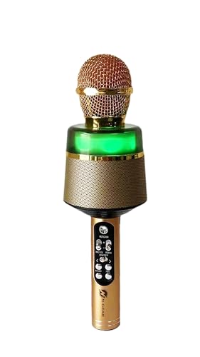 Bluetooth Karaoke Mikrofon Kinder & Teenager N-Gear StarMic Gold - Mit LED-Lichtshow, Kristallklarer Karaoke-Filter, Echo-Effekt, 4 Stunden Akkulaufzeit Mädchen und Jungen