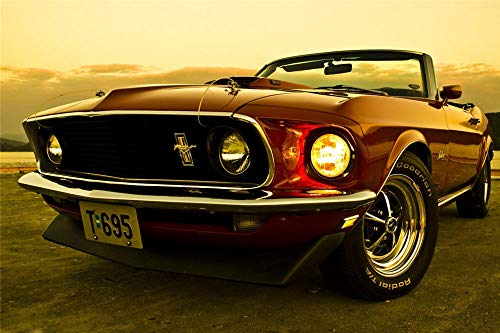 Kinderpuzzle 1000Pcs, 1969 Mustang Cabrio Muskelauto Holzpuzzle