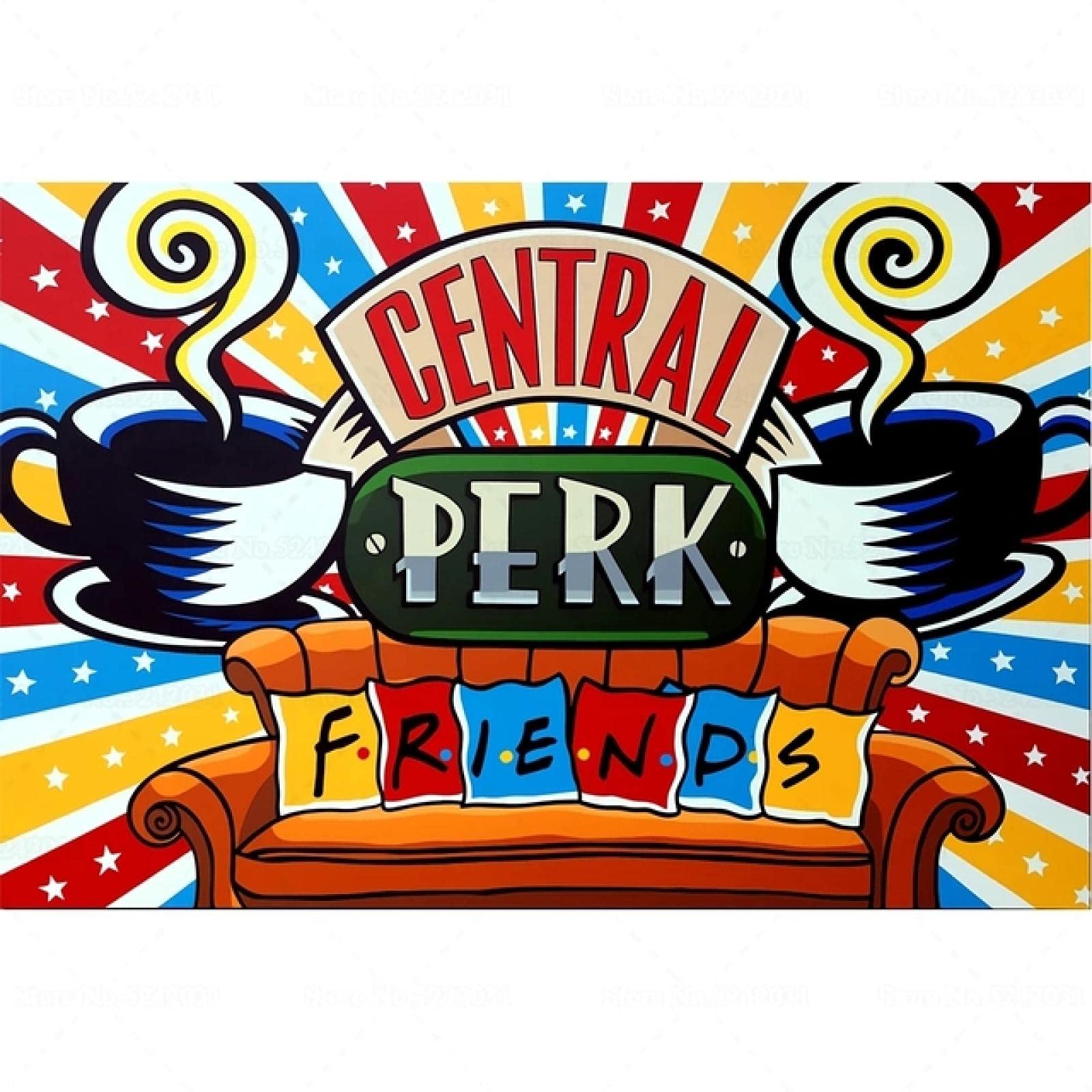 Fashion Central Perk Cafe Leinwand Gemälde US Friends TV Show Central Perk Print Poster Wandkunst Bild für Wohnkultur 70x90cm (28x35in) Rahmenlos