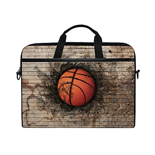 LUNLUMO Basketball eingebettet in Ziegelstein Wandbild 15 Zoll Laptop und Tablet Tasche Durable Tablet Sleeve für Business/College/Damen/Herren