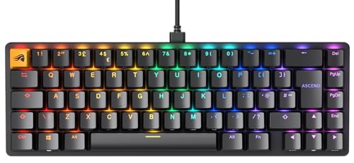 Glorious Gaming GMMK 2 Compact (65%) – Mechanisches Gaming-Keyboard, Aluminiumrahmen, anpassbar, Doubleshot-Kappen, Fox Schalter, tastenweise RGB, Englisch QWERTY Layout - Schwarz